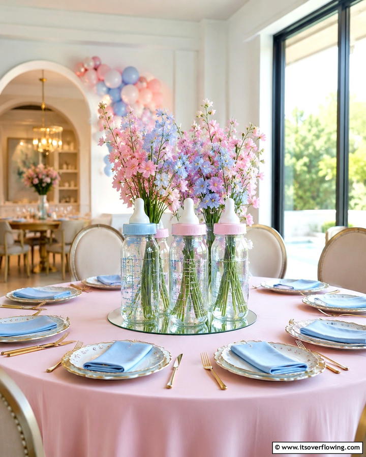 Trendy Baby Bottle Centerpiece - 30 Baby Shower Centerpiece Ideas for Adorable Themes