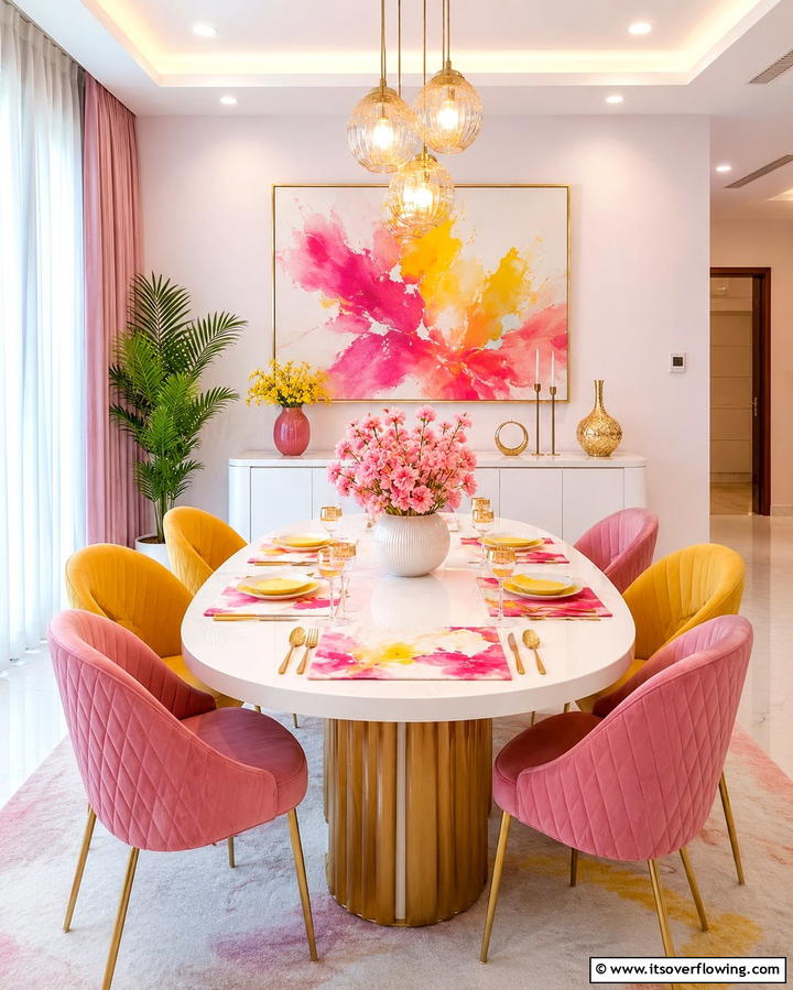 Trendy Dining Room Ideas - 30 Yellow and Pink Decor Ideas- Vibrant Home Accents