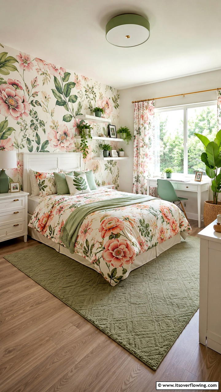 Trendy Floral Patterns - 21 Trendy Teen Girl Bedroom Decor Ideas for Personal Style