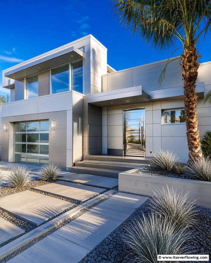 Trendy Metallic Accents - 21 Exterior House Color Schemes for Curb Appeal