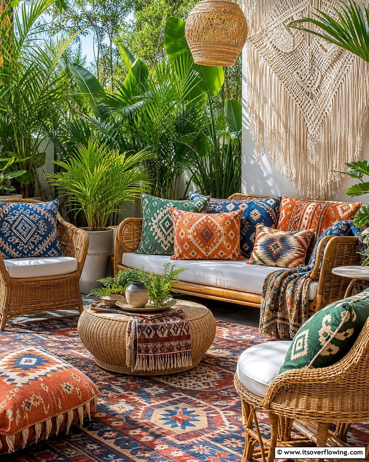 Tribal Print Cushions - 25 Enchanting Boho Garden Ideas for Outdoor Bliss