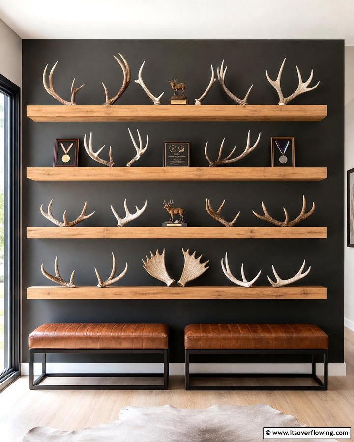 Trophy Display Shelves - 25 Hunting Room Ideas for the Ultimate Sportsman’s Retreat