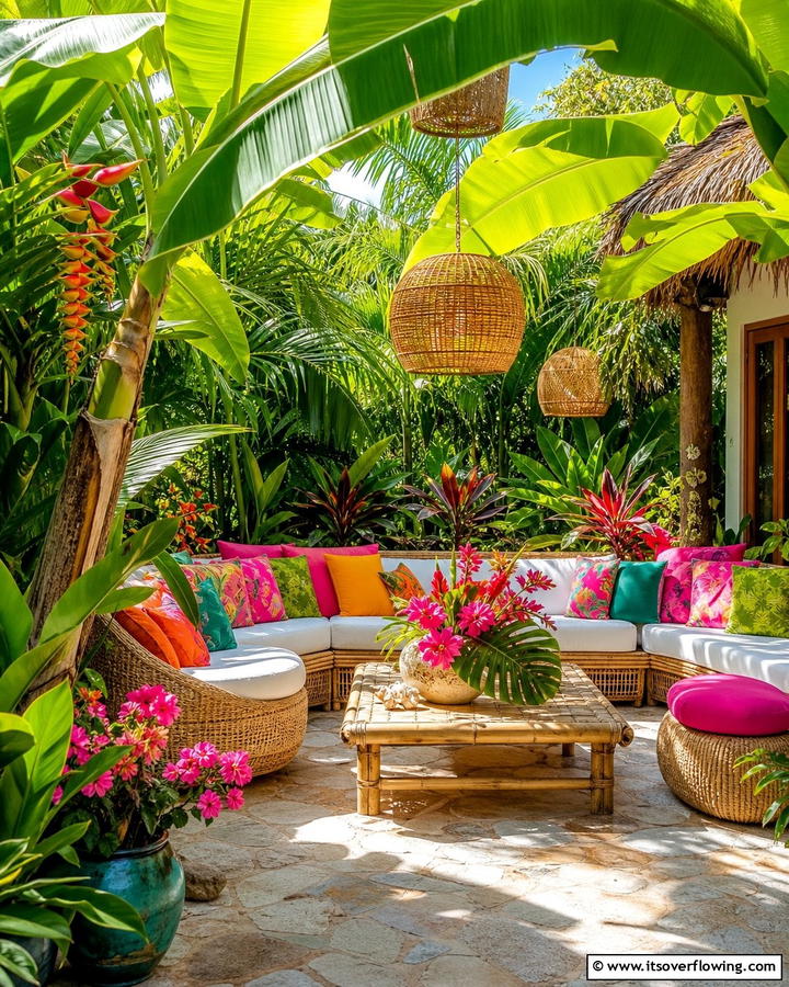 Tropical Backyard Escape - 21 Outdoor Living Room Ideas for Relaxation & Entertaining