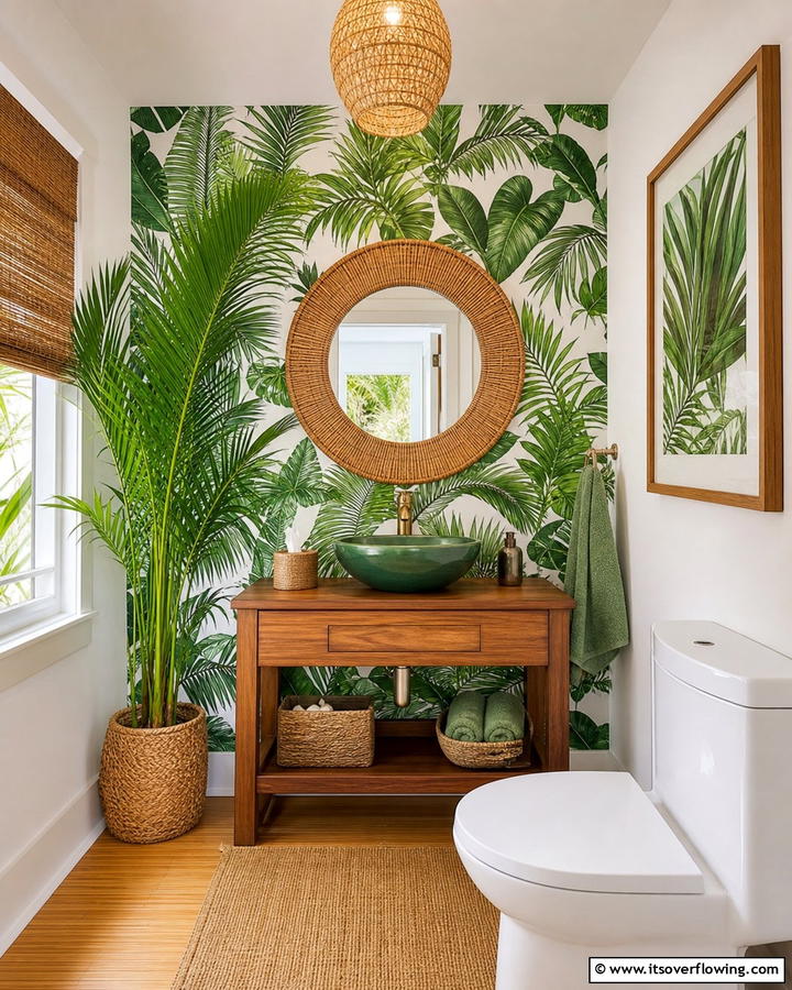 Tropical Escape Powder Room - 21 Powder Room Designs for Stylish Small Bathroom Spaces
