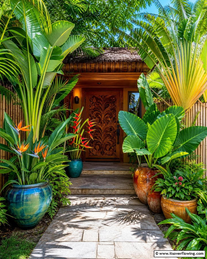 Tropical Front Door Flair - 21 Front Door Plants for a Welcoming and Lush Entryway