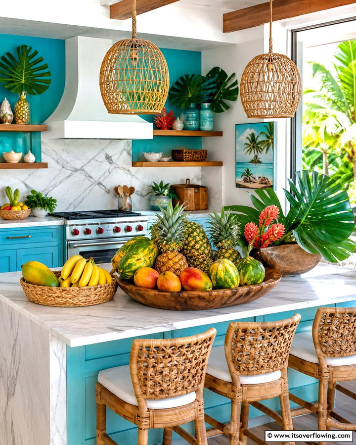 Tropical Fruit Displays - 20 Tropical Kitchen Ideas for a Vibrant Look