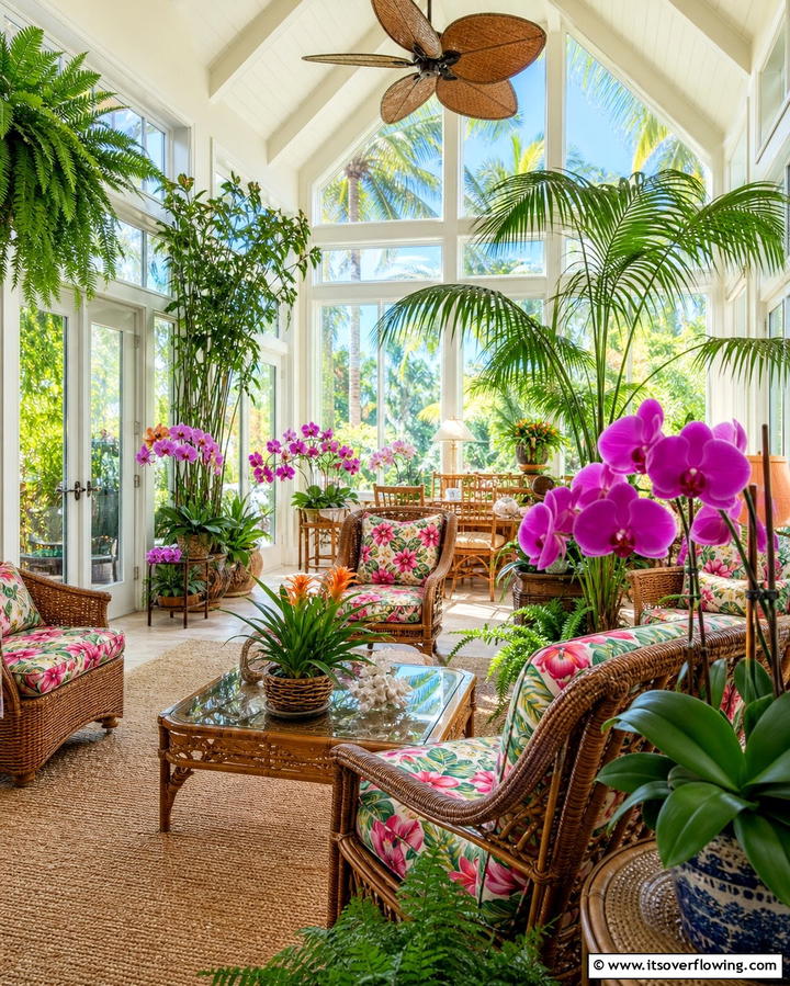 Tropical Garden Ambiance - 25 Florida Room Ideas for a Relaxing Sun-Filled Space