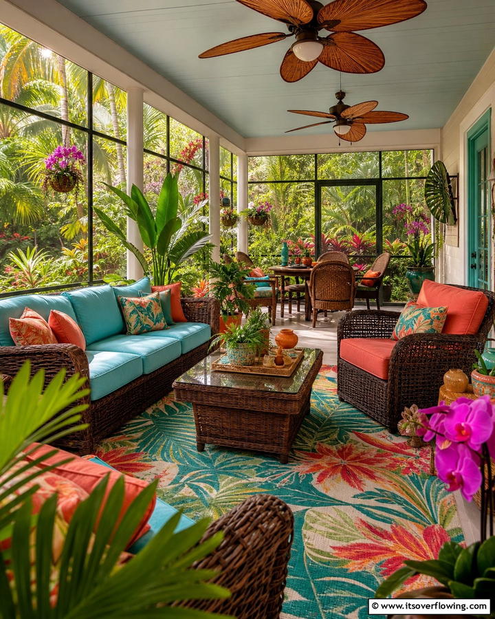 Tropical Getaway Porch - 21 Screened-in Porch Ideas for Year-Round Outdoor Living