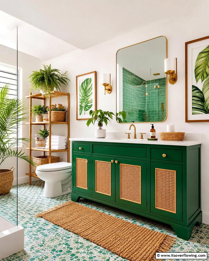 Tropical Green Vanity for a Vibrant Look - 20 Bathroom With Green Vanity Ideas for a Fresh Look