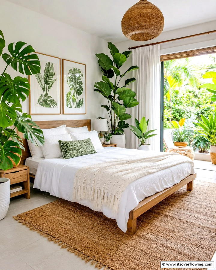 Tropical Greenery for a Refreshing Atmosphere - 30 Green Bedroom Decor Ideas for Calming Retreats