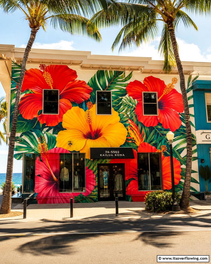 Tropical Hibiscus Vibrance - 20 Stunning Flower Murals on Buildings Around the World