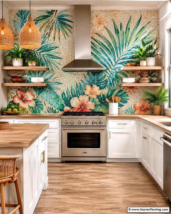 Tropical Inspired Backsplash - 20 Tropical Kitchen Ideas for a Vibrant Look