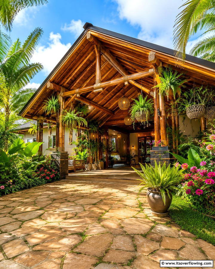 Tropical Inspired Car Porch - 25 Car Porch Design Ideas for a Welcoming Entrance