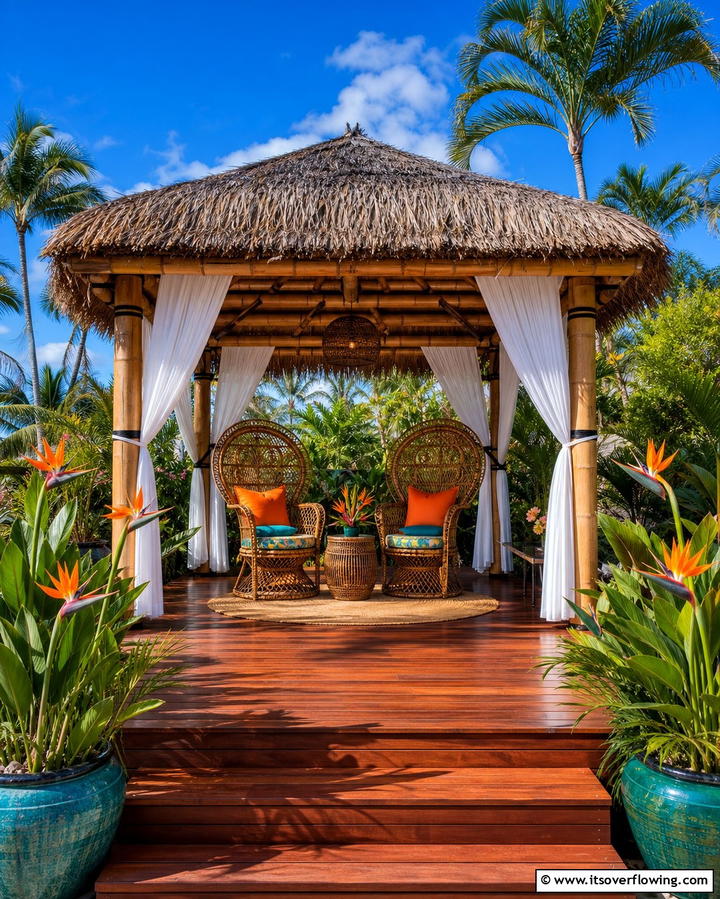 Tropical Inspired Gazebo - 25 Gazebo on Deck Ideas for Outdoor Relaxation