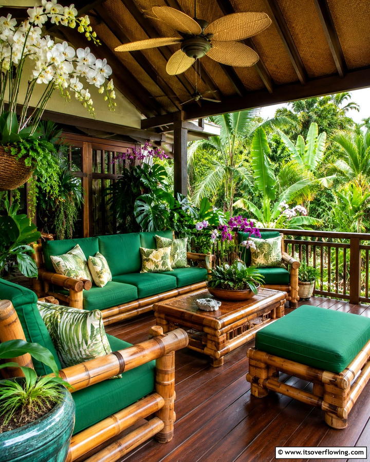 Tropical Inspired Porch Oasis - 30 Large Front Porch Ideas to Boost Outdoor Living Spaces