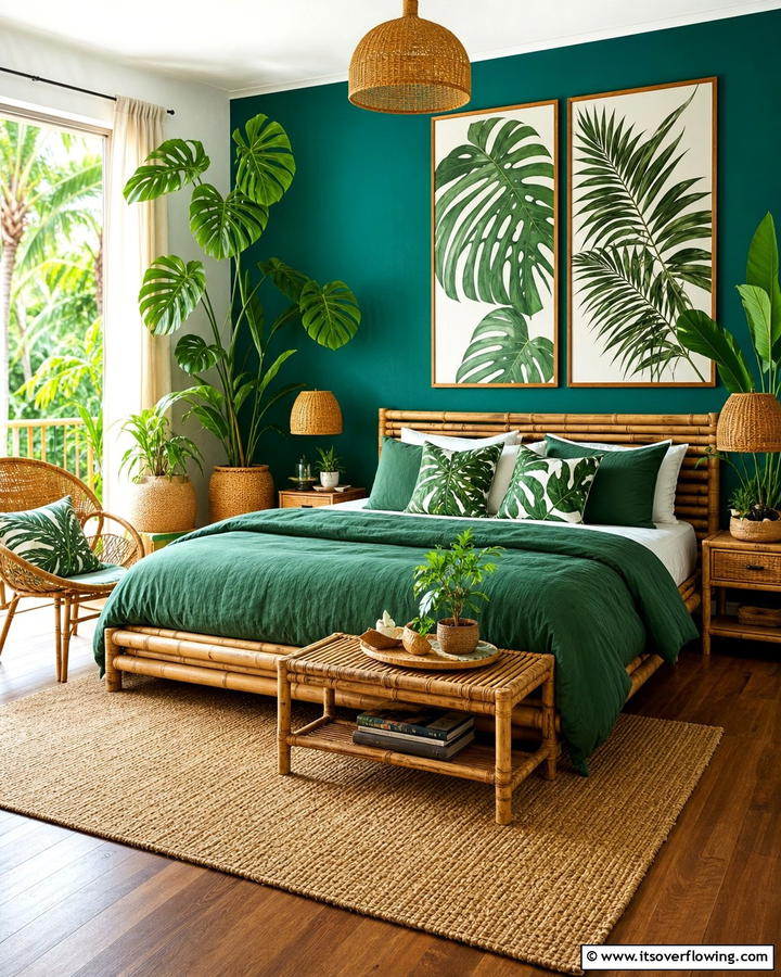 Tropical Jungle Inspiration - 20 Blue and Green Bedroom Ideas- Calming Color Schemes