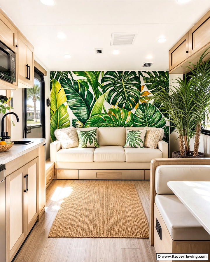 Tropical Jungle Prints - 25 RV Wallpaper Ideas for a Stylish and Comfortable Space
