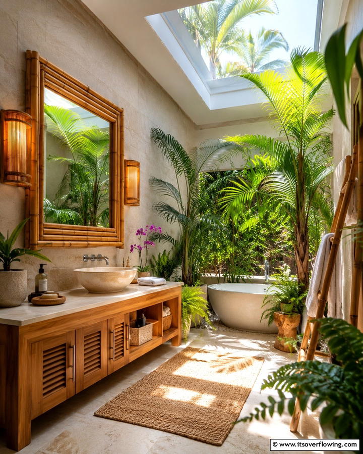 Tropical Oasis Bathrooms - 25 Aesthetic Bathroom Ideas for a Spa-Like Retreat
