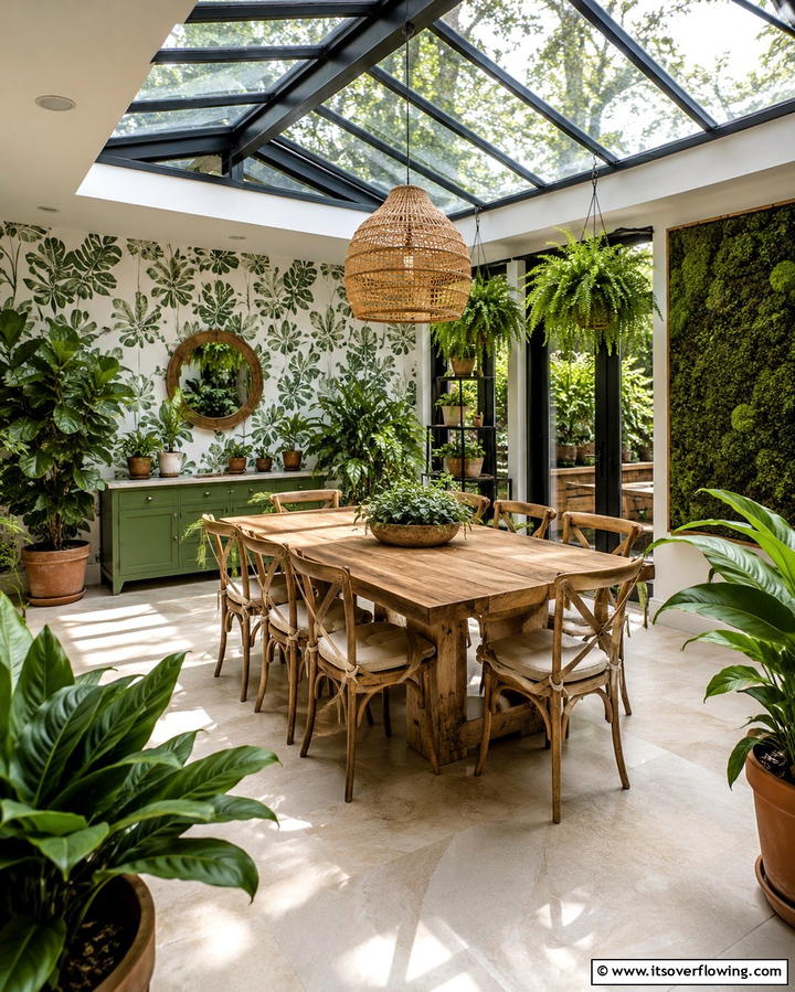 Tropical Oasis Dining Space - 30 Sunroom Dining Room Ideas for Bright and Airy Meals