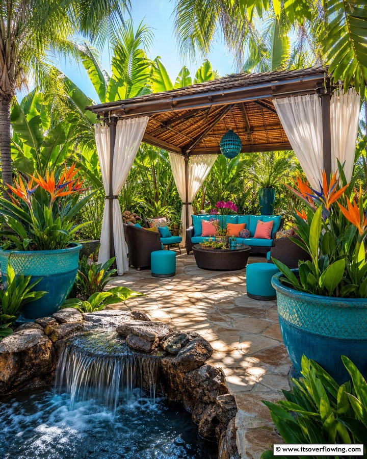 Tropical Oasis Patio - 21 Gazebo Patio Ideas for Shaded Outdoor Entertaining Spaces