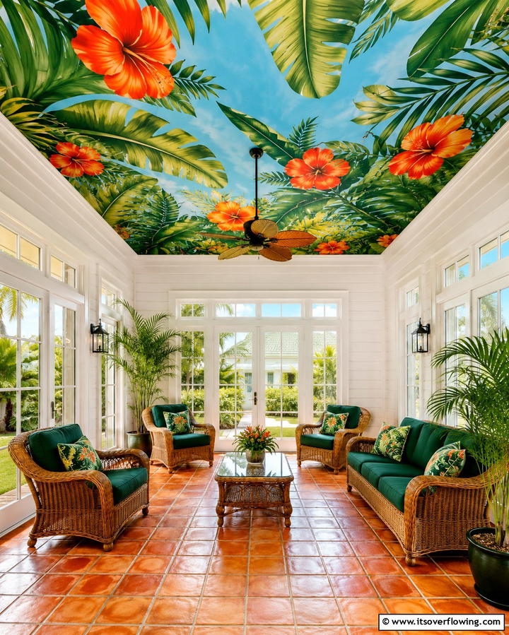 Tropical Paradise - 30 Artistic Ceiling Murals to Inspire Unique Interior Designs