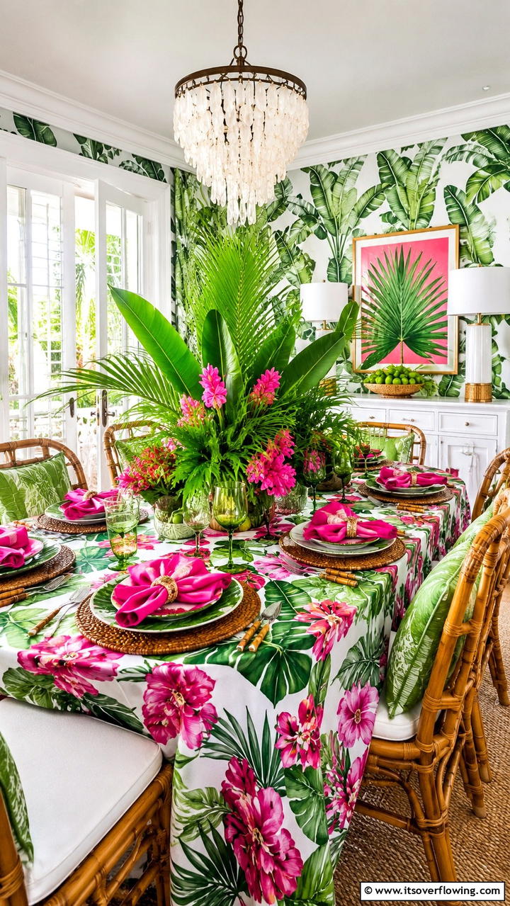 Tropical Paradise Ambiance - 21 Elegant Tablescape Ideas for Memorable Dining Experiences