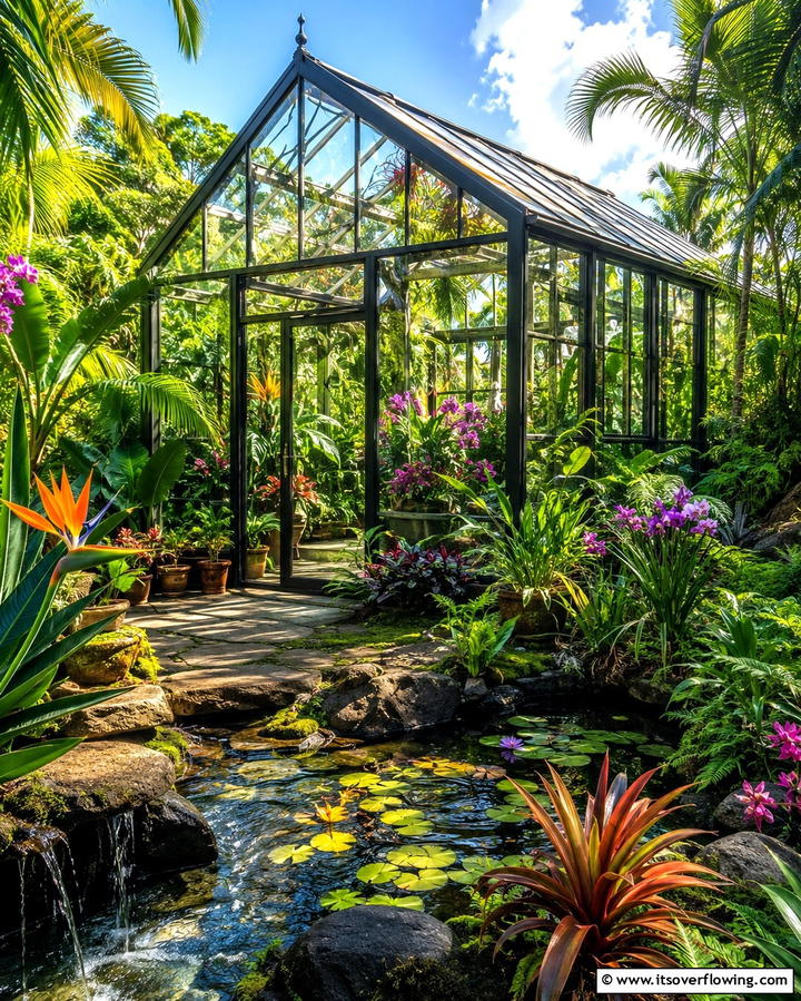 Tropical Paradise Greenhouse - 25 Fantasy Greenhouse Ideas for a Magical Garden Escape