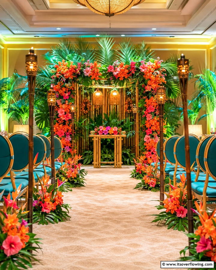 Tropical Paradise Oasis - 30 Stunning Wedding Altar Design Inspirations