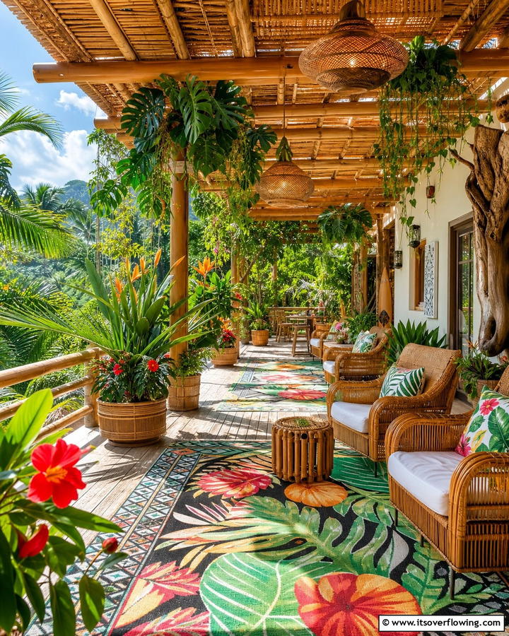 Tropical Paradise Retreat - 21 Covered Porch Ideas for Year-Round Outdoor Comfort