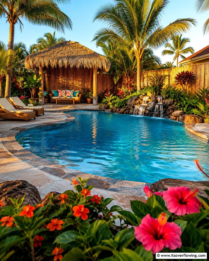 Tropical Paradise Theme - 25 Semi Inground Pool Ideas for a Stunning Backyard