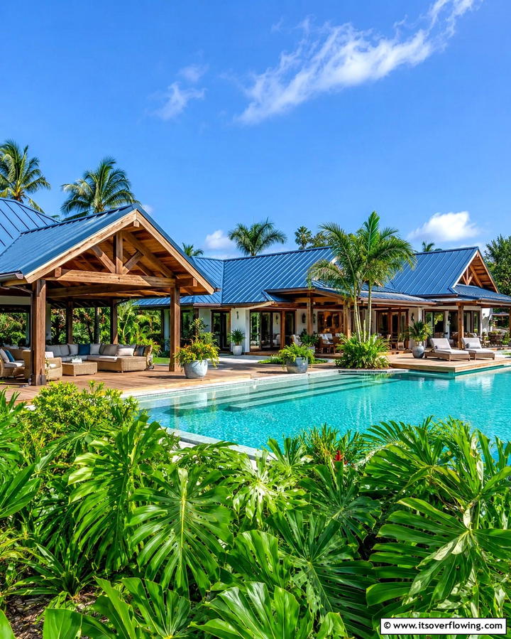 Tropical Paradise Vibes - 25 Houses With Blue Metal Roofs for Curb Appeal