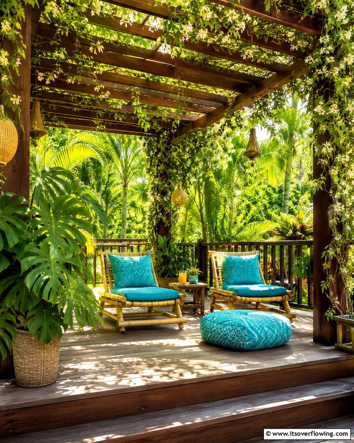 Tropical Pergola Platform Deck - 30 Platform Deck Ideas to Elevate Your Backyard Design