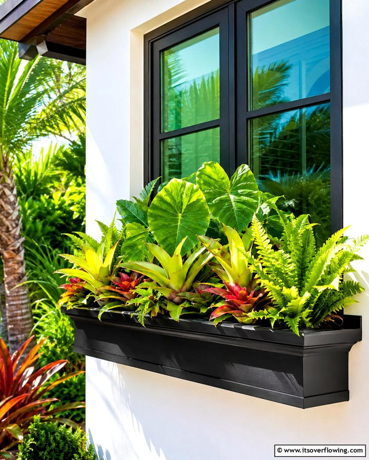 Tropical Plant Window Boxes - 25 Window Box Ideas to Brighten Your Home’s Exterior
