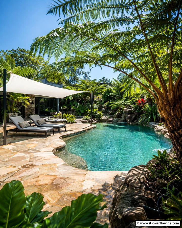 Tropical Poolside Retreat - 30 Florida Backyard Ideas for Tropical Outdoor Living