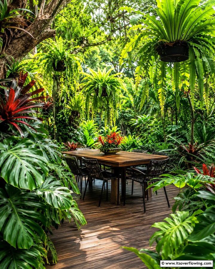 Tropical Rainforest Deck - 30 Deck Decorating Ideas with Plants for Lush Outdoor Living