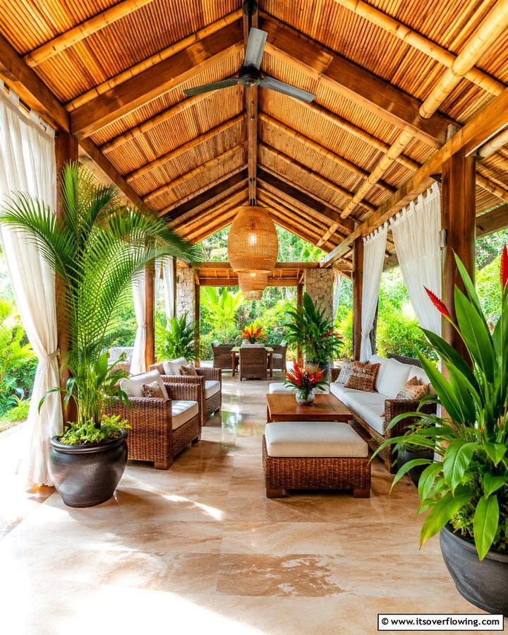 Tropical Retreat - 25 Open Gable Porch Ideas for a Welcoming Entrance