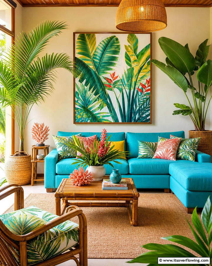 Tropical Style Blue Couch Living Room - 25 Blue Couch Living Room Ideas for a Stylish Space