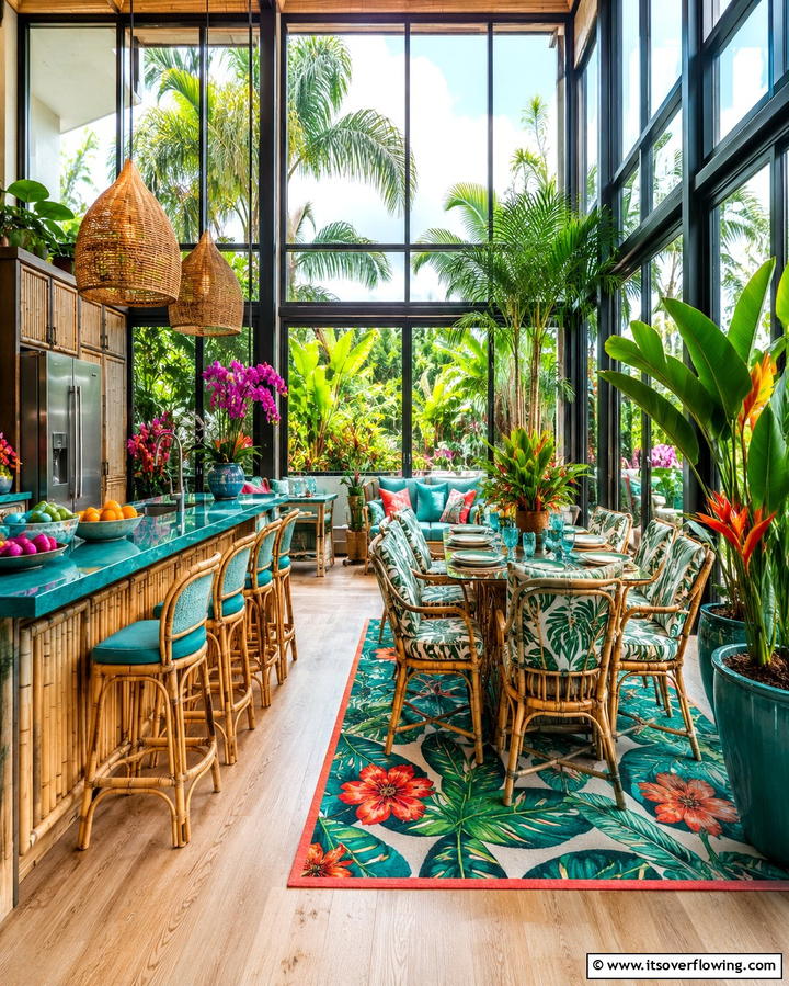 Tropical Sunroom Kitchen - 20 Sunroom Kitchen Ideas for a Bright Cooking Space