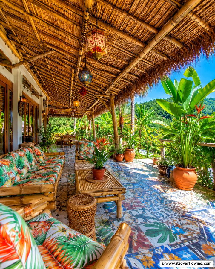 Tropical Thatched Roof - 25 Attached Covered Patio Ideas for Year-Round Use