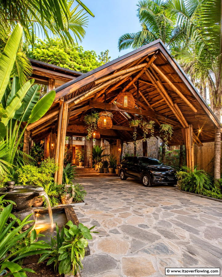 Tropical Themed Car Porch - 25 Car Porch Design Ideas for a Welcoming Entrance