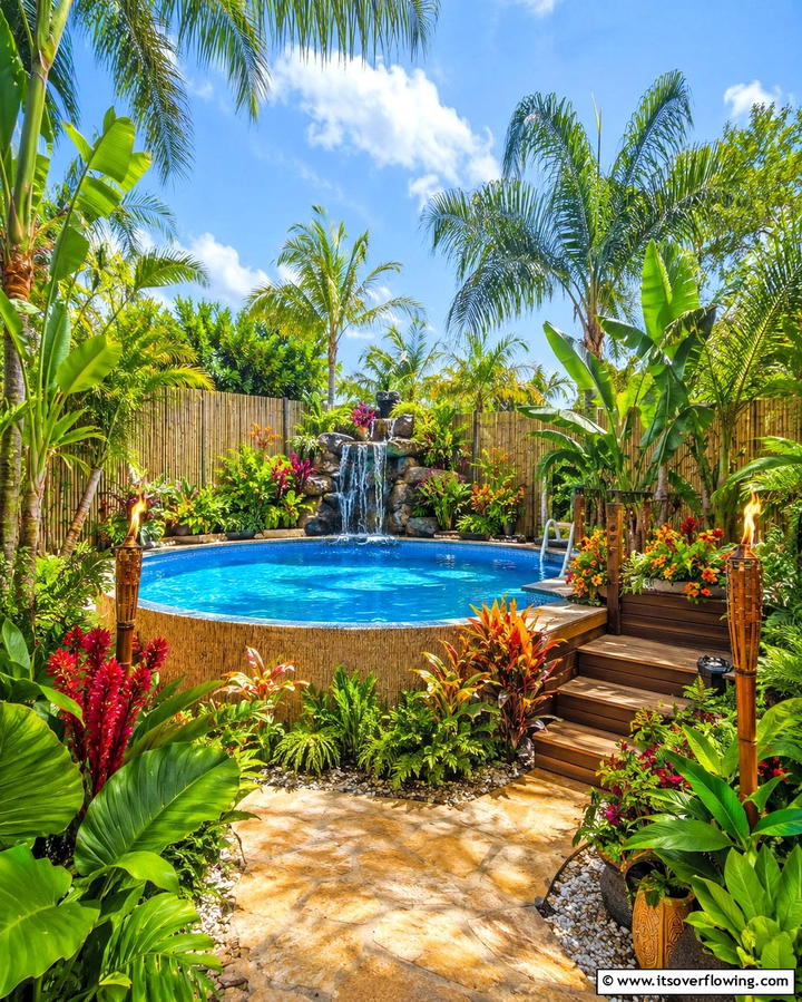 Tropical Themed Landscaping - 25 Above Ground Pool Landscaping Ideas for a Stunning Yard