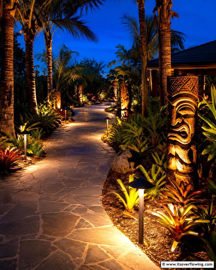 Tropical Themed Pathway Lighting - 25 Tropical Landscape Ideas for Your Outdoor Paradise