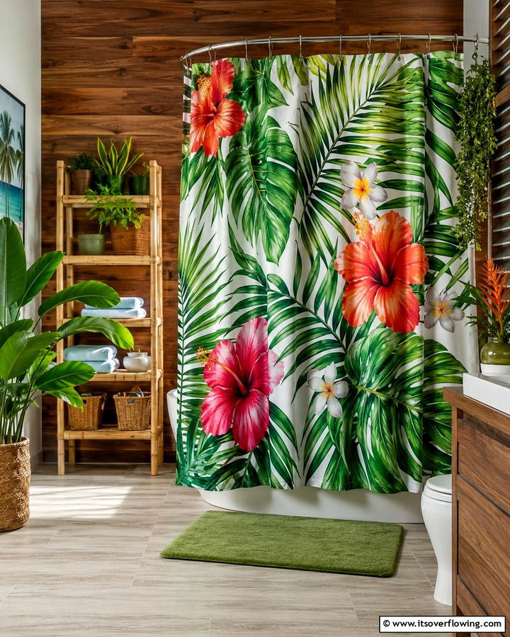 Tropical Themes for a Vacation Feel - 25 Shower Curtain Ideas to Refresh Your Bathroom