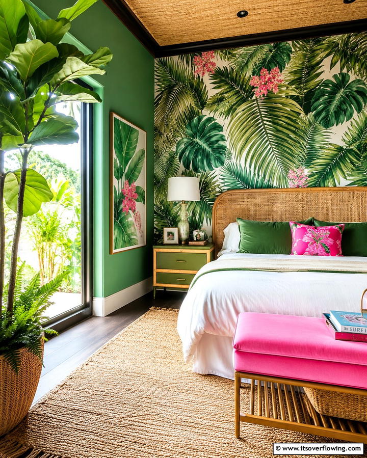Tropical Themes for a Vacation Feel - 25 Pink and Green Bedroom Ideas for a Fresh Look