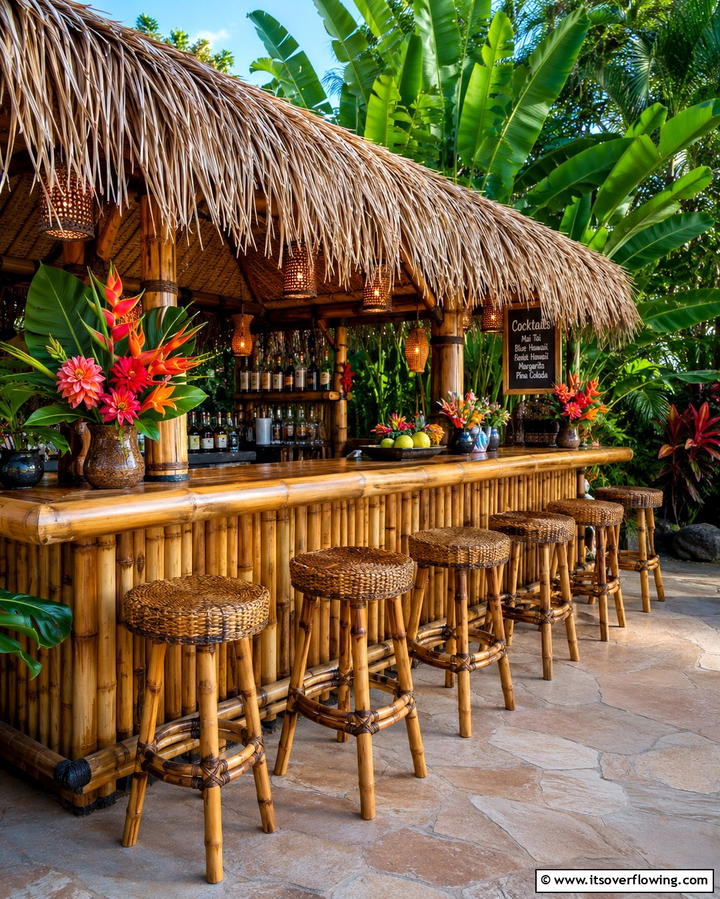 Tropical Tiki Bar - 30 Florida Backyard Ideas for Tropical Outdoor Living