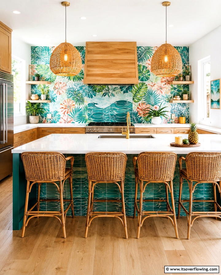 Tropical Tile Patterns - 20 Tropical Kitchen Ideas for a Vibrant Look