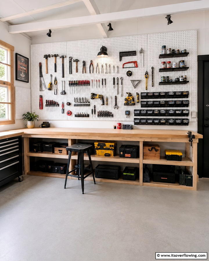 Try a Pegboard System - 25 Shed Organization Ideas to Declutter Your Outdoor Space