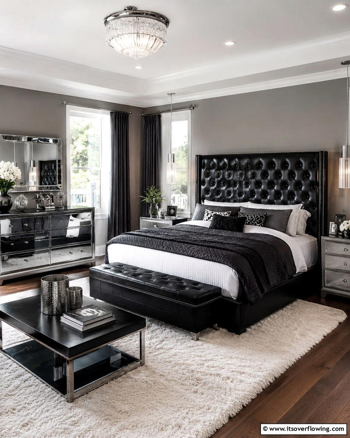 Tufted Black Leather Headboard - 25 Black Headboard Bedroom Ideas for a Bold Statement