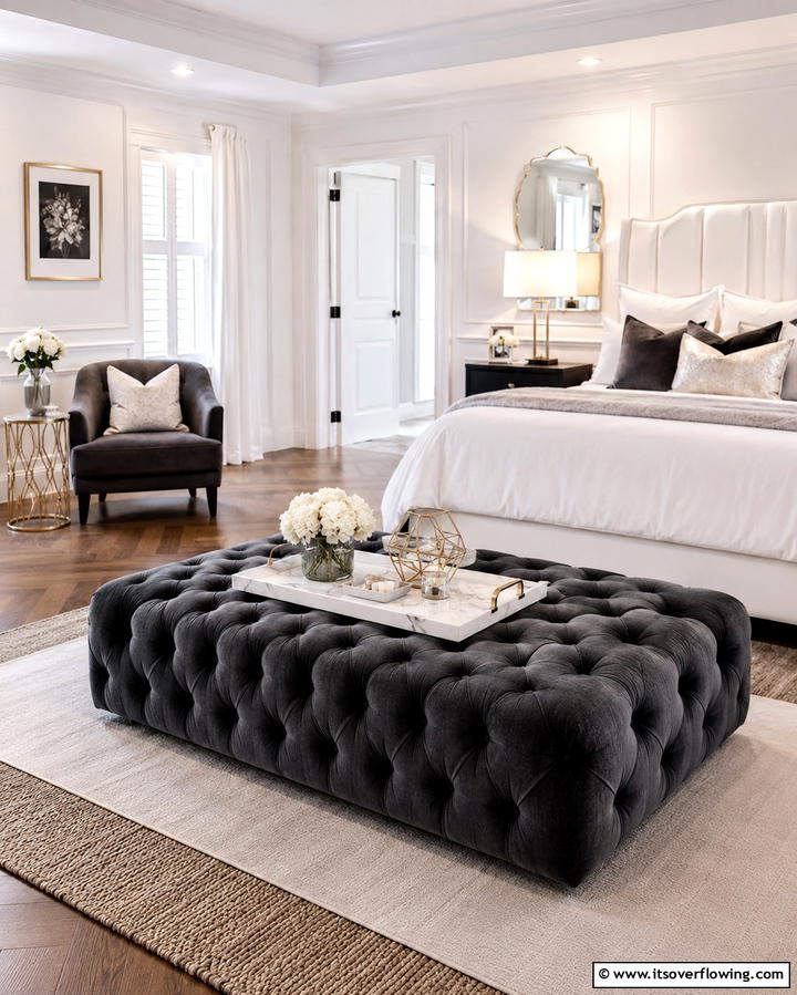 Tufted Ottoman - 25 Bedroom Seating Area Ideas for Comfort and Style
