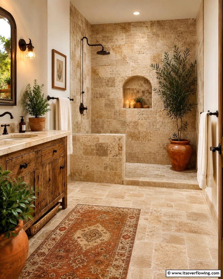 Tumbled Stone Tiles - 20 Stone Shower Design Ideas for a Spa-like Bathroom